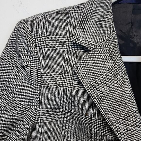 Hackett London Check Blazer Lady Jacket Size S Grey Wool Cashmere Office Chic - Picture 6 of 16